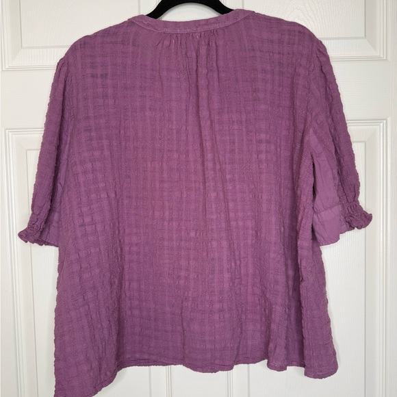 Velvet By Graham & Spencer Bonita Textured Cotton Top Balsamic Purple Size XL - Picture 6 of 10